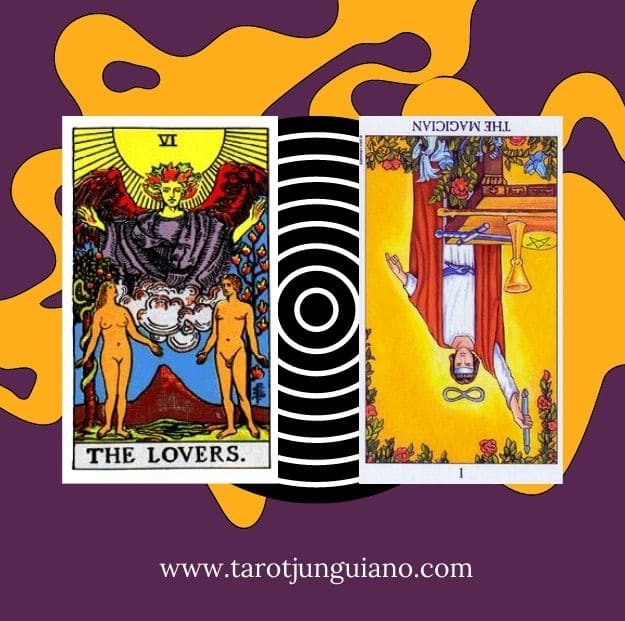 las 6 cartas de infidelidad en el tarot los enamorados y el mago invertida